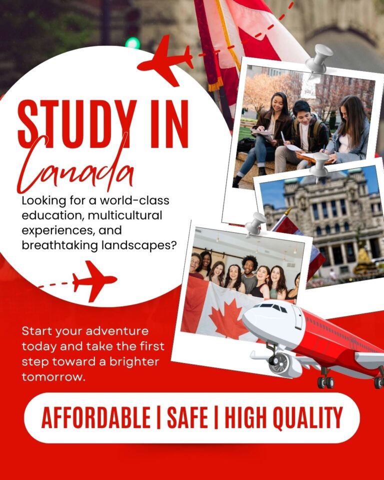 Red and White Modern Study In Canada Instagram Post